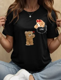 Discount Women's T Shirt LOVE Graphic Animal Vintage Stylish Classic Short Sleeve Crew Neck Round Neck Regular Tops Daily Weekend Print Black White Yellow Pink Red Summer Spring Women T-Shirts