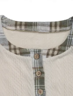 Sale Women's T Shirt Plaid Fashion Modern Casual Long Sleeve Crew Neck Regular Tops Daily Weekend Patchwork Buttons Print Fall Winter Women T-Shirts