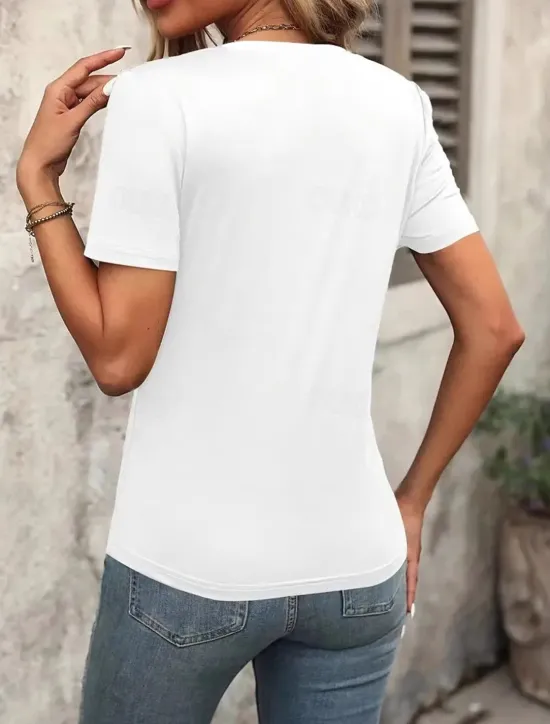 Sale Women's T Shirt Plain Basic Long Sleeve Flutter Sleeve V Neck Regular Tops Daily Sports Patchwork Black White Light Green Red Dark Green Summer Spring Fall Women T-Shirts