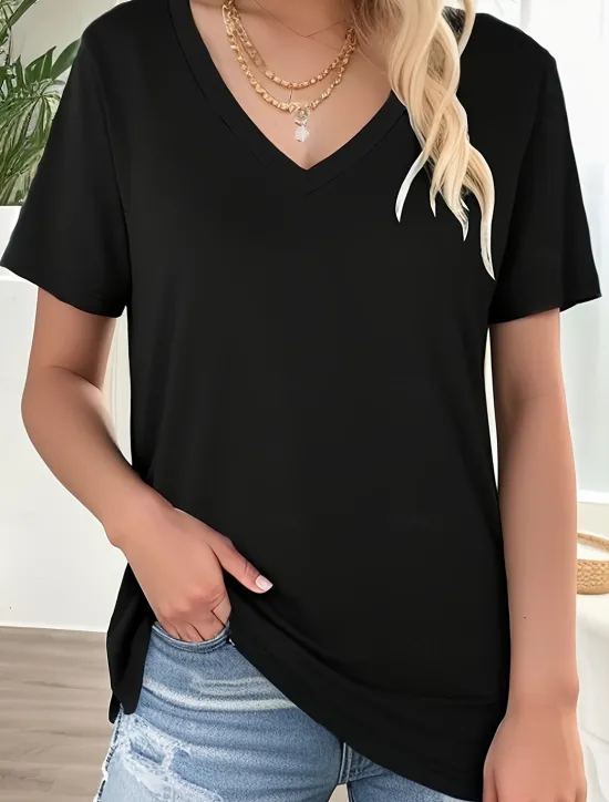 Sale Women's T Shirt Plain Basic Long Sleeve Flutter Sleeve V Neck Regular Tops Daily Sports Patchwork Black White Light Green Red Dark Green Summer Spring Fall Women T-Shirts