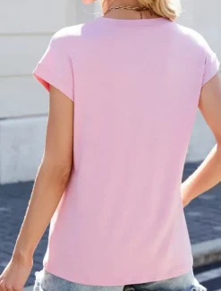 Outlet Women's T Shirt Plain Basic Casual Short Sleeve Crew Neck Regular Tops Daily Weekend White Pink Wine Purple Summer Spring Women T-Shirts