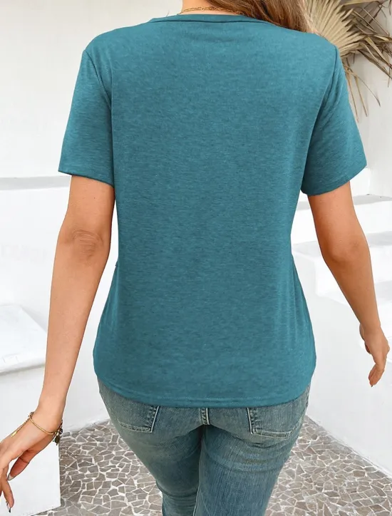 Online Women's T Shirt Plain Fashion Modern Casual Short Sleeve Crew Neck Regular Tops Daily Weekend Blue Fuchsia Orange Gray Summer Spring Women T-Shirts
