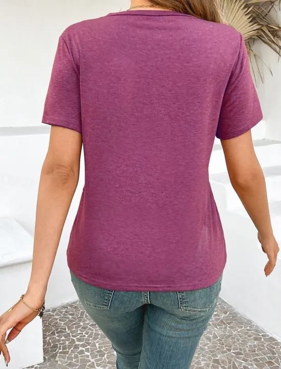 Online Women's T Shirt Plain Fashion Modern Casual Short Sleeve Crew Neck Regular Tops Daily Weekend Blue Fuchsia Orange Gray Summer Spring Women T-Shirts