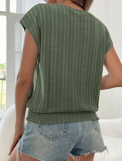 Sale Women's T Shirt Plain Fashion Modern Casual Short Sleeve Batwing Sleeve Crew Neck Regular Tops Daily Weekend Wine Army Green Sky Blue Summer Spring Women T-Shirts