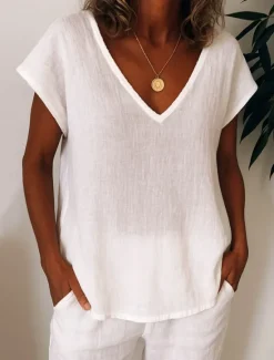Clearance Women's T Shirt Solid Color Plain Casual Short Sleeve Round Neck Regular Tops Daily Going out Weekend Print White Yellow Light Green Purple Summer Spring Women T-Shirts