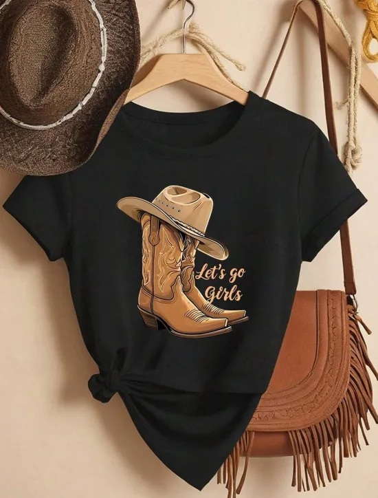 Best Women's T shirt Tee 100% Cotton Letter Daily Stylish Casual Short Sleeve Summer Women Boho Tops