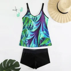 Best Women's Tankini Two Piece Swimsuit Racerback Swimwear Swimwear Sky Blue Purple Breathable Quick Dry Lightweight Sleeveless - Swimming Surfing Beach Summer Spring Women Tankinis