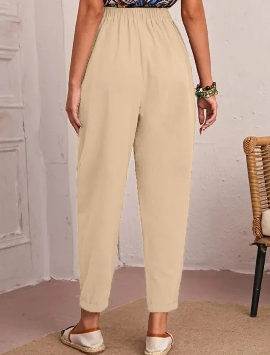 New Women's Tapered pants Chinos Fashion Streetwear Basic Ankle-Length Medium Waist Plain Pocket Elastic Waist Comfort Outdoor Micro-elastic Vacation Street Daily Navy Black Khaki Army Green Summer Spring Women Pants