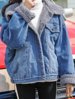 Hot Women's Teddy Coat Hoodie Jacket Denim Jacket Warm Breathable Pocket Fleece Lined Casual Plain Vacation Street Daily Wear Going out Single Breasted Regular Turndown Regular Fit Long Sleeve Outerwear Women Puffers & Parka|Jackets