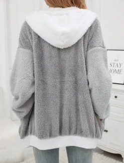 Best Women's Teddy Coat Hoodie Jacket Outdoor Street Daily Wear Fall Winter Regular Coat Regular Fit Thermal Warm Breathable Stylish Casual Jacket Long Sleeve Plain with Pockets Full Zip Women Jackets