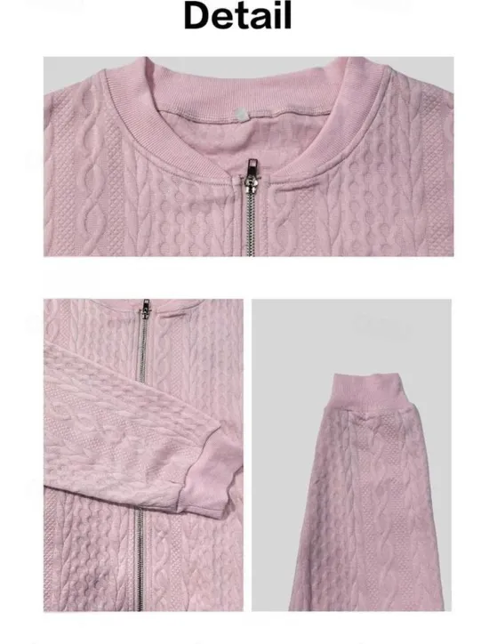 Online Women's Texture Sweatshirt Sweatshirts Zip Up Sweatshirts Plain Streetwear Casual Long Sleeve Crew Neck Regular Tops Street Holiday Pocket Black White Pink Red Purple Fall Winter Women Hoodies & Sweatshirts