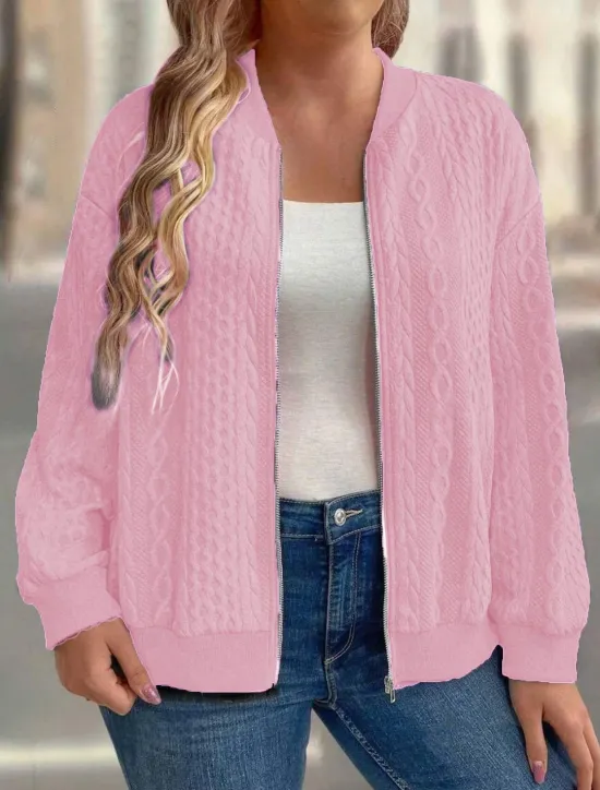 Online Women's Texture Sweatshirt Sweatshirts Zip Up Sweatshirts Plain Streetwear Casual Long Sleeve Crew Neck Regular Tops Street Holiday Pocket Black White Pink Red Purple Fall Winter Women Hoodies & Sweatshirts