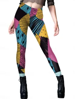 Discount Women's Tights Leggings Anti Chafing Shorts Punk Casual Full Length High WaistPantsHalloween Graphic Printing High Cut Comfort Breathable High Elasticity Daily Holiday Festival Black Royal Blue Blue Women Leggings