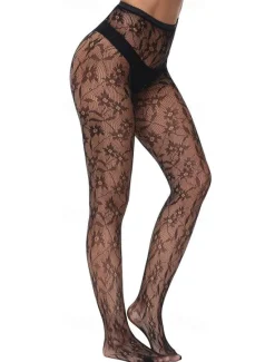 Outlet Women's Tights Pantyhose Stockings Tights Butt Lift Leg Shaping High Elasticity Mesh Jacquard Hole Sexy One-Size Women Tights