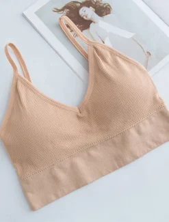 Best Women's Top Pure Color Fashion Sport Simple Daily Nylon Breathable Straps Sleeveless Tank Top Backless Chest pads Summer Spring Home Outfits Women Lingerie