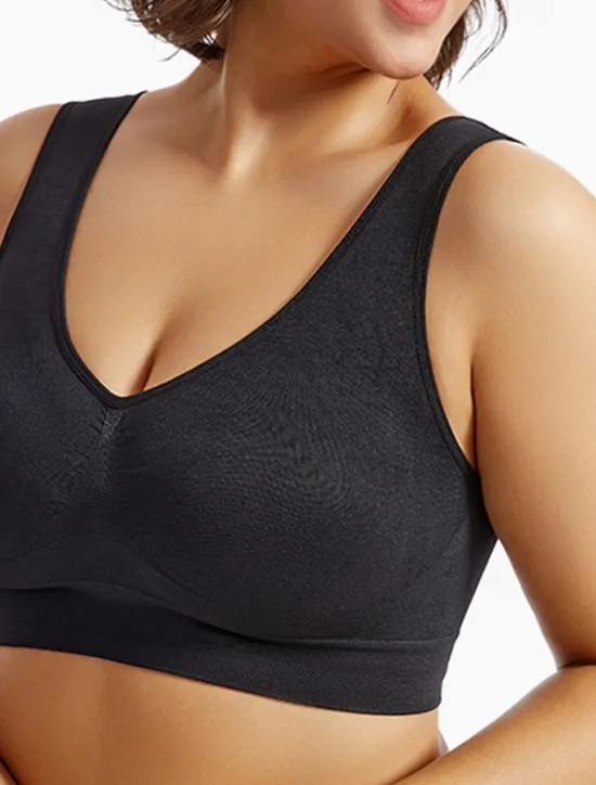 Outlet Women's Top Pure Color Sport Basic Home Gyms Nylon Breathable V Wire Sleeveless Bra Chest pads Summer Spring Home Outfits Women Lingerie