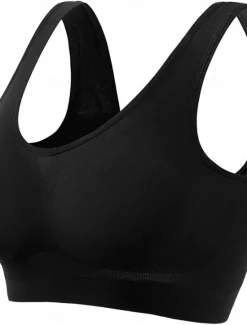 Outlet Women's Top Pure Color Sport Basic Home Gyms Nylon Breathable V Wire Sleeveless Bra Chest pads Summer Spring Home Outfits Women Lingerie