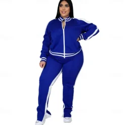 Women's Tracksuit Sweatsuit 2 Piece Athletic Winter Long Sleeve Thermal Warm Breathable Soft Fitness Running Jogging Sportswear Activewear Striped Black Yellow Light Green Women Two Piece Sets