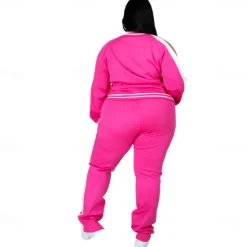 Women's Tracksuit Sweatsuit 2 Piece Athletic Winter Long Sleeve Thermal Warm Breathable Soft Fitness Running Jogging Sportswear Activewear Striped Black Yellow Light Green Women Two Piece Sets