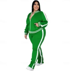 Women's Tracksuit Sweatsuit 2 Piece Athletic Winter Long Sleeve Thermal Warm Breathable Soft Fitness Running Jogging Sportswear Activewear Striped Black Yellow Light Green Women Two Piece Sets