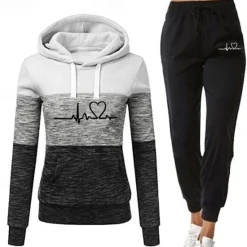 Best Women's Tracksuit Sweatsuit 2 Piece Casual Winter Long Sleeve Breathable Quick Dry Moisture Wicking Gym Workout Running Jogging Sportswear Activewear Color Block Violet Black White Women Two Piece Sets