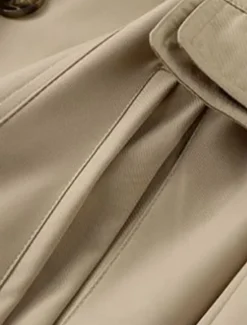 Best Women's Trench Coat Comfortable Breathable Zipper Pocket Casual Plain Vacation Street Casual Daily Wear Single Breasted Long Notch Lapel Regular Fit Long Sleeve Outerwear Black Pink Khaki Spring Fall Women Coats & Trench Coats