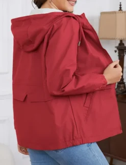Hot Women's Trench Coat Hoodie Jacket Comfortable Breathable Zipper Pocket Casual Plain Vacation Street Daily Wear Going out Zipper Regular Hoodie Regular Fit Long Sleeve Outerwear Black Yellow Wine Women Jackets|Coats & Trench Coats