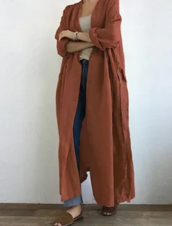 Hot Women's Trench Coat Long Coat Fall Open Front Jacket with Belt Winter Windproof Outerwear with Pocket Comfortable Fashion Outerwear Long Sleeve Spring Black S Women Coats & Trench Coats