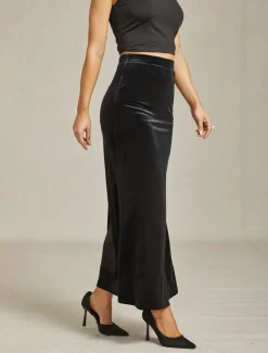 Online Women's Trumpet / Mermaid Elegant Vintage Long Maxi High Waist Skirts Stretchy Fall Velvet Women Skirts