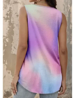 Discount Women's Tunic Camisole Tank Top Graphic Gradient Stylish Casual Sleeveless Square Neck Regular Tops Daily Going out Weekend Print Summer Spring Women Tunic Tops