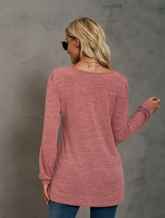 Hot Women's Tunic Cotton Shirt Plain Bohemia Stylish Basic Long Sleeve Puff Sleeve Square Neck Regular Tops Daily Sports Going out Black Pink Purple Green Khaki Spring Fall Women Women's Tops