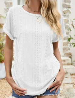 Sale Women's Tunic Dressy Tops Bohemia Tropical Fashion Short Sleeve Square Neck Regular Tops Vacation Daily Weekend Black White Pink Blue Summer Women Lace Tops