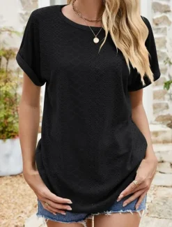 Sale Women's Tunic Dressy Tops Bohemia Tropical Fashion Short Sleeve Square Neck Regular Tops Vacation Daily Weekend Black White Pink Blue Summer Women Lace Tops