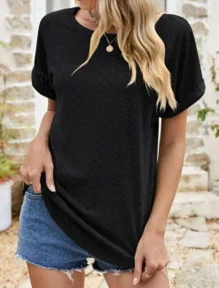 Sale Women's Tunic Dressy Tops Bohemia Tropical Fashion Short Sleeve Square Neck Regular Tops Vacation Daily Weekend Black White Pink Blue Summer Women Lace Tops