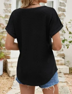Sale Women's Tunic Dressy Tops Bohemia Tropical Fashion Short Sleeve Square Neck Regular Tops Vacation Daily Weekend Black White Pink Blue Summer Women Lace Tops