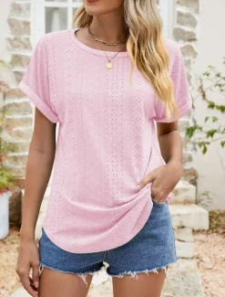 Sale Women's Tunic Dressy Tops Bohemia Tropical Fashion Short Sleeve Square Neck Regular Tops Vacation Daily Weekend Black White Pink Blue Summer Women Lace Tops