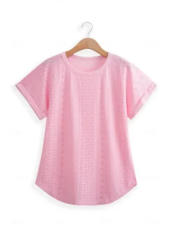 Sale Women's Tunic Dressy Tops Bohemia Tropical Fashion Short Sleeve Square Neck Regular Tops Vacation Daily Weekend Black White Pink Blue Summer Women Lace Tops