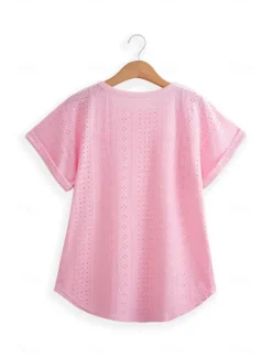 Sale Women's Tunic Dressy Tops Bohemia Tropical Fashion Short Sleeve Square Neck Regular Tops Vacation Daily Weekend Black White Pink Blue Summer Women Lace Tops