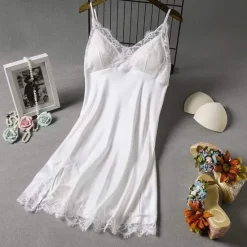 Women's Valentine Dress Sexy Pajamas Pjs Simple Casual Comfort Pure Color Home Party Valentine's Day Sleeveless V Wire Black White Navy Blue Summer Spring Women Lingerie