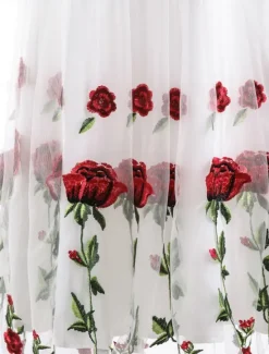 Discount Women's Valentine Lace Dress Vintage Dress Party Dress Mesh Mesh Embroidered Off Shoulder Short Sleeve Floral Midi Dress Wedding Guest Cocktail Party Elegant Vintage Black White Summer Spring Women Cocktail Dress