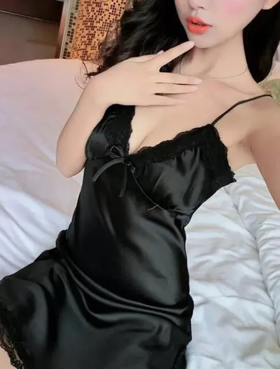 Sale Women's Valentine Night Dress Sexy Lingerie Satin Lace Party Dress Summer Black Dress Mini Dress Cute Backless Solid Color Strap Lounge Black White Summer Spring Home Outfits Date Night Outfit Women Lingerie