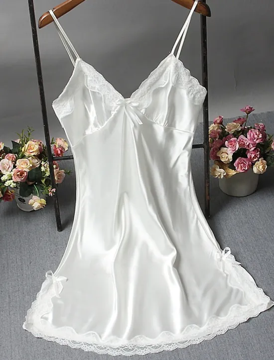 Women's Valentine Night Dress Sexy Lingerie Lace Erotic Sexy Bodies Nightwear Solid Colored Hot Comfort Soft Home Breathable Home Outfits Date Night Outfit Women Lingerie