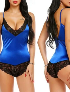 Best Women's Valentine Night Dress Sexy Lingerie Lace Backless Sexy Erotic Bodies Nightwear Color Block Hot Comfort Soft Home Breathable Home Outfits Date Night Outfit Women Lingerie