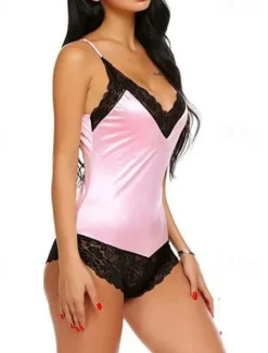 Best Women's Valentine Night Dress Sexy Lingerie Lace Backless Sexy Erotic Bodies Nightwear Color Block Hot Comfort Soft Home Breathable Home Outfits Date Night Outfit Women Lingerie