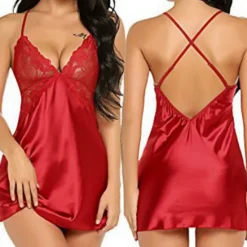 Outlet Women's Valentine Night Dress Sexy Lingerie Nightgown Lace Vacation Backless Green White Home Outfits Date Night Outfit Women Lingerie