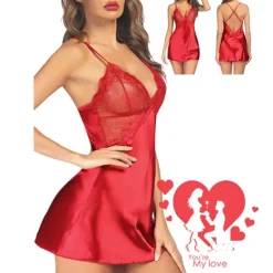 Outlet Women's Valentine Night Dress Sexy Lingerie Nightgown Lace Vacation Backless Green White Home Outfits Date Night Outfit Women Lingerie