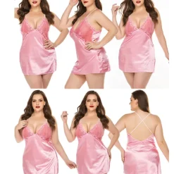 Discount Women's Valentine Night Dress Sexy Lingerie Lace Babydoll Slips Nightwear Home Solid Colored Soft Sweet Light Blue Pink Strap Winter Home Outfits Date Night Outfit Women Lingerie