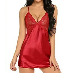 Discount Women's Valentine Night Dress Sexy Lingerie Lace Babydoll Slips Nightwear Home Solid Colored Soft Sweet Light Blue Pink Strap Winter Home Outfits Date Night Outfit Women Lingerie