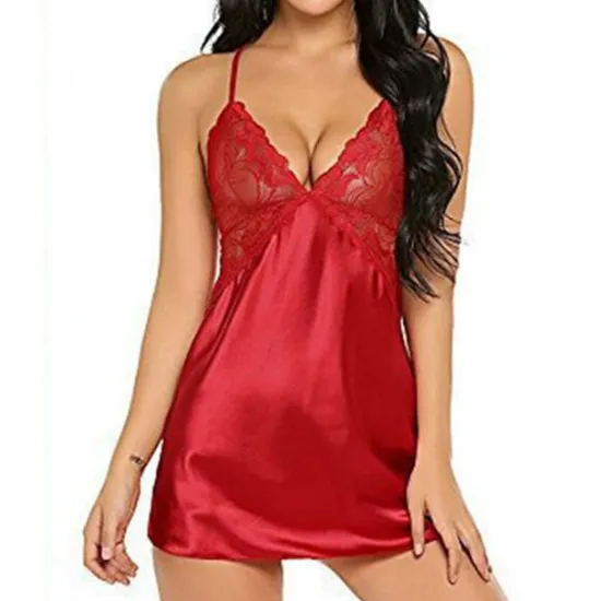 Discount Women's Valentine Night Dress Sexy Lingerie Lace Babydoll Slips Nightwear Home Solid Colored Soft Sweet Light Blue Pink Strap Winter Home Outfits Date Night Outfit Women Lingerie