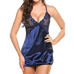 Discount Women's Valentine Night Dress Sexy Lingerie Lace Babydoll Slips Nightwear Home Solid Colored Soft Sweet Light Blue Pink Strap Winter Home Outfits Date Night Outfit Women Lingerie
